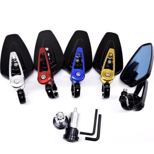 1 Pair 7/8" 22mm Motorcycle Aluminum Rear View Side Handlebar Bar End Mirrors Blue Glass Rear View Scooter Motorbike Accessories