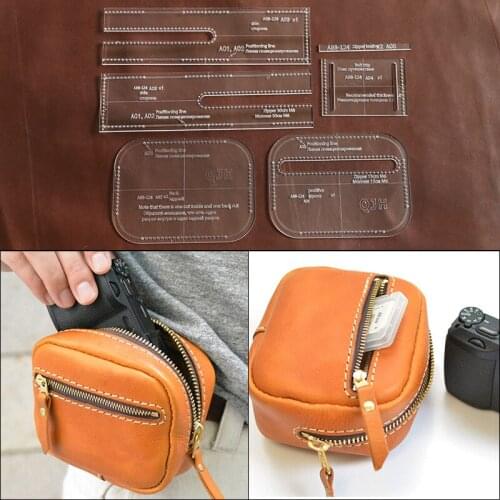 1Set DIY Acrylic Template New Pretty Fashion Belt Bag Storage Bag Leather Craft Pattern DIY Stencil Sewing Pattern 14cm*10cm