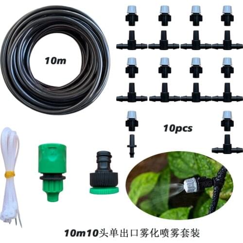 10M Garden Water Misting Cooling Irrigation System Sprinkler Water irrigation with 10pc Nozzle Sprinkler