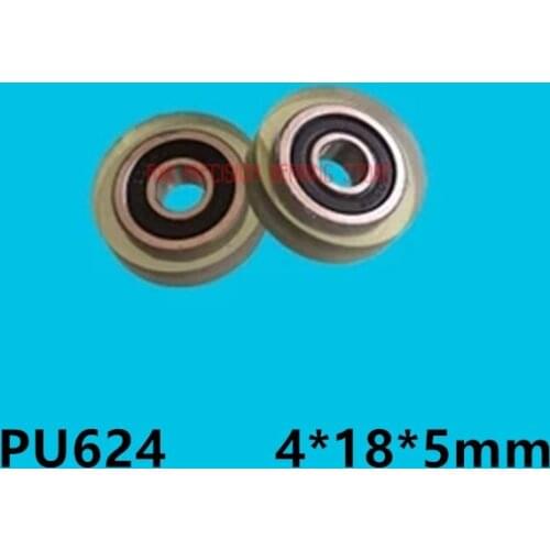 10pcs Miniature bearings 624 rubber coated pulley roller rubber bearing rubber pulley 4*18*5mm