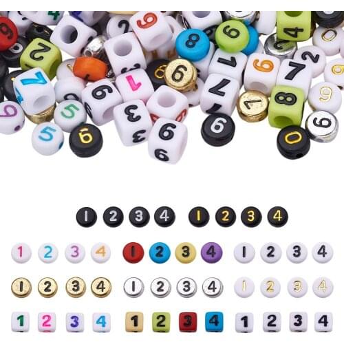 1100pcs/Set Opaque Acrylic Beads with Number for Earring Bracelet Necklace Kids Jwelry DIY Making Accessories Mixed Color