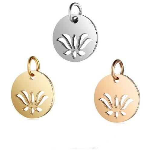 2pcs/lot 12*17mm lotus stainless steel Connector Metal Alloy Pendant For DIY bracelet Jewelry Making ffg4f