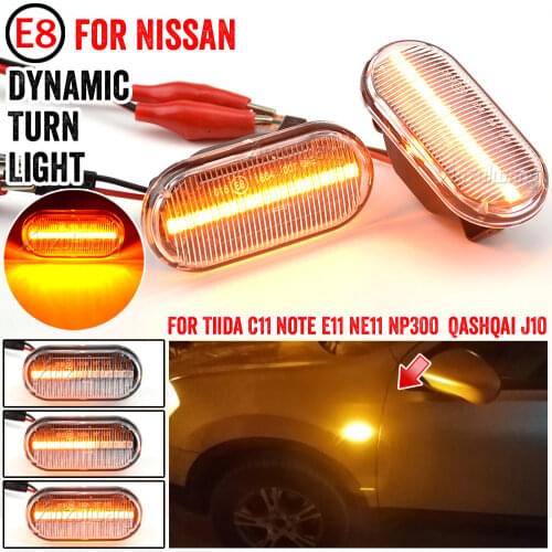 2pcs LED Car Dynamic Side Marker Turn Signal Light Signal LampBlinker Light For Nissan Qashqai Navara Micra 350Z Note Pathfinder
