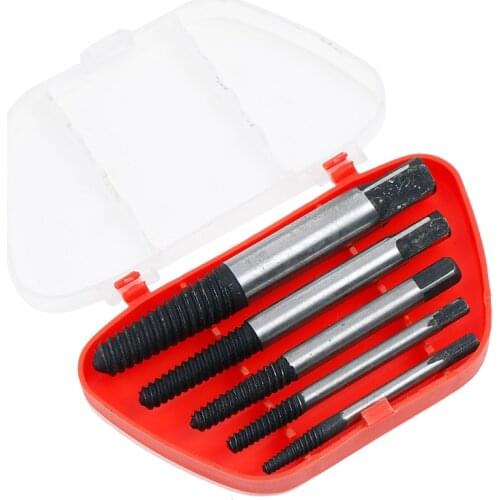 5Pcs/set Steel Broken Speed Out Damaged Screw Extractor Drill Bit Guide Set Broken Bolt Remover Easy Out Set