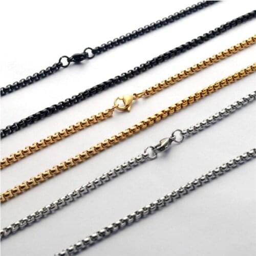 50/55/60/65/70/75/80/90cm Length Stainless Steel Chain Lobster Clasps 3mm diameter Simple Chains Necklace for Men Party