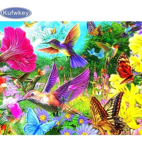 5d full Diamond embroidery colorful butterfly floral bird diamond painting Cross Stitch square drill Rhinestone mosaic pattern