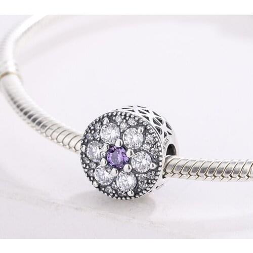 925 Sterling Silver With Crystal Symbol Of Forever Love Magnolia Beads Pendant Charm Bracelet DIY Jewelry Making For Pandora