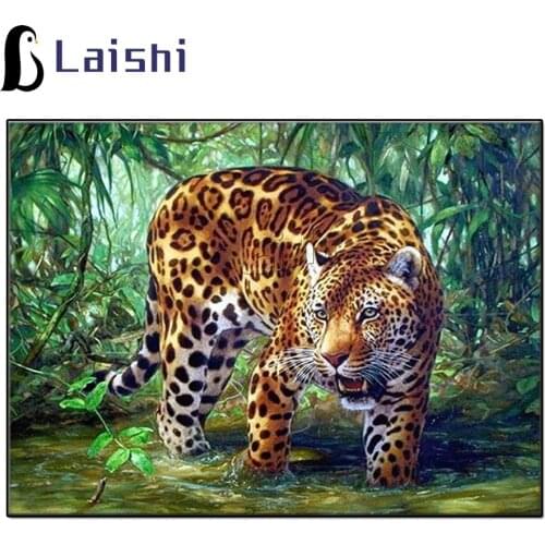 5D Diy Diamond Painting animal Cross Stitch full round Square Diamond Embroidery jungle leopard panther picture for room Decor