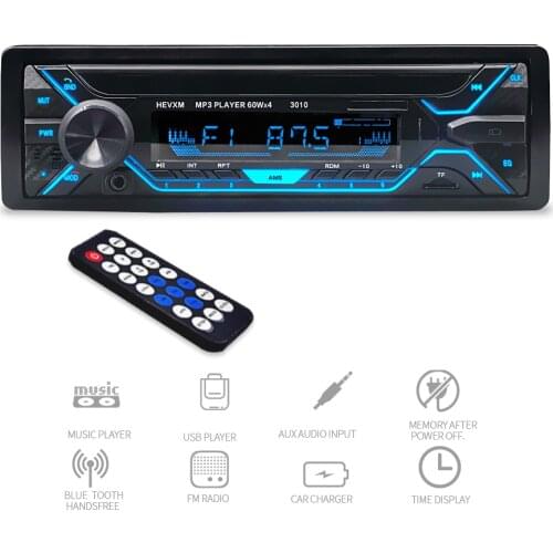LAMJAD Car Radio 1din Autoradio Aux Input Receiver Bluetooth Stereo Radio MP3 Multimedia Player Support FM/MP3/WMA/USB/SD Card