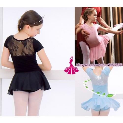 Ballet Leotard For Girls New Arrival Vintage Sweet Lace Ballet Dress Children High Quality Short Sleeve Ballet Dancing Skirt