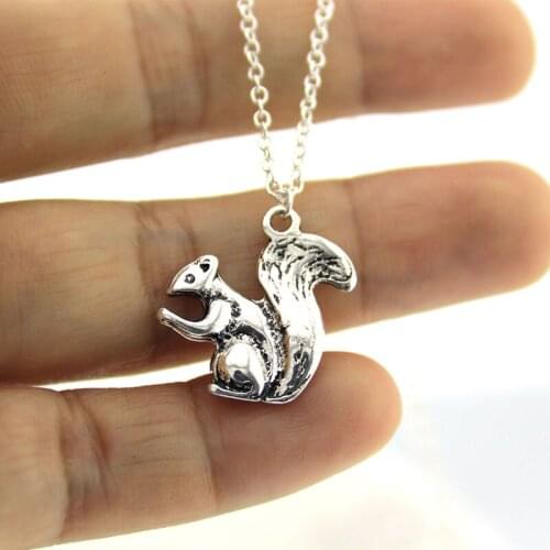 Everfast 1pc Little Squirrel Pendant Necklace 6 Colors Available Link Chain Women Girls Kids Loved Fashion Jewelry Gift