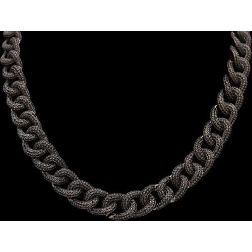 Black Cubic Zirconia Paved Iced Out Round Cuban Miami Chain Necklaces for Men Hip Hop Bling CZ Rapper Jewelry Gifts Gold