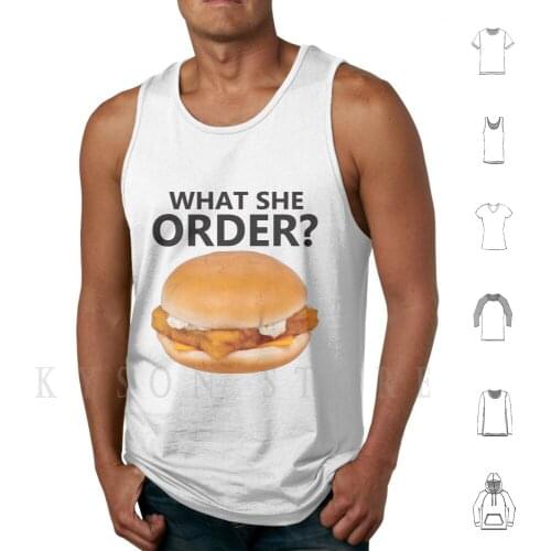 What She Order ? Tank Tops Vest Sleeveless Kanye Jay Z Niggas Paris Burger Funny Rap Music Hip Hop Fish Fillet Fish Fillet