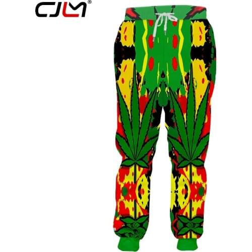 CJLM 3D Red Green Sweatpants Man Creative Hip Hop Trend Mens Pants Printed Colorful Leaves Funny Loose Large Size Trousers