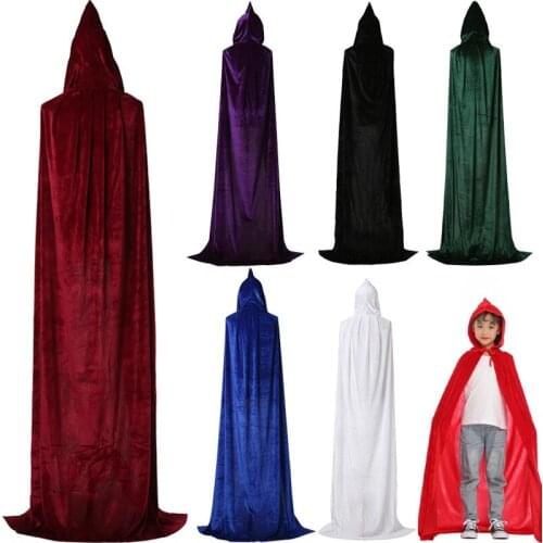Children adult red white Velvet Hooded Vampire devil ghost death Capes Halloween Party cosplay costumes kid purple black Cloaks