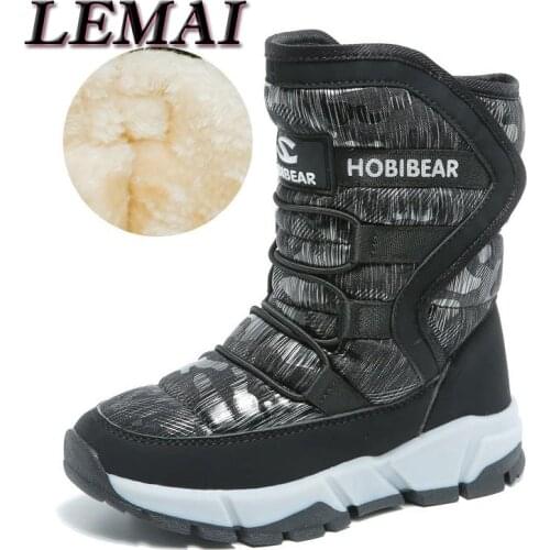 2021 New Russia Winter Childrens Snow Boots Boys Girls Fashion Waterproof Warm Shoes -30 Degree Kids Thick Mid Non-slip Boots