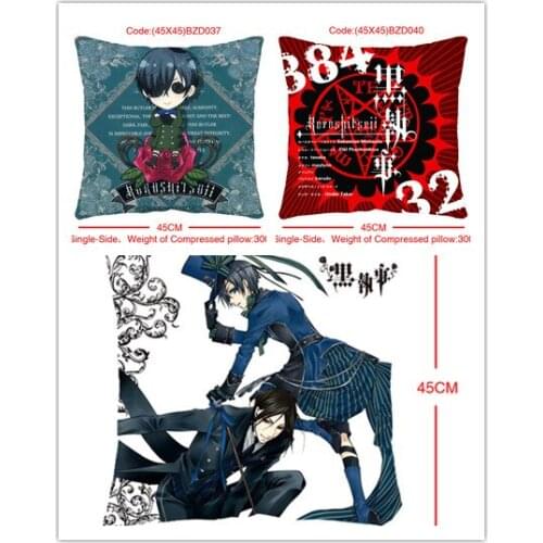 IVYYE 45x45CM Black Butler Anime Customized Pillow Case Home Bedroom Pillows Cover Cartoon Decorative Pillowcase Unisex New