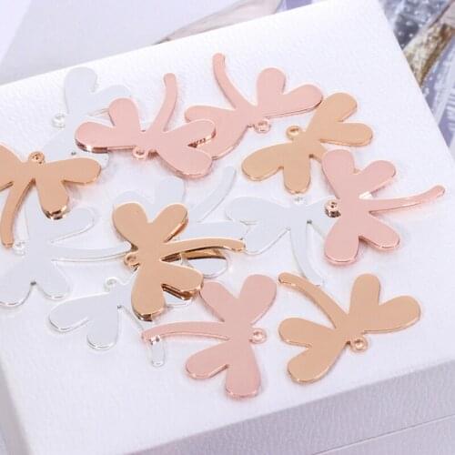 Exquisite Dragonfly Pendant Copper Silver Rose Gold Plating Charms Handmade Women Necklace Earrings Jewelry Making Accessories