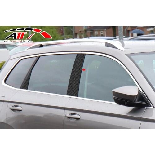 Fit For Skoda Karoq 2017 and Post Carbon Door Pole 8 Piece Chrome Styling Accessories Modified Designed Car Tuning