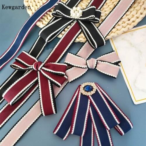 Kewgarden 25mm 2.5cm White Side Line Grosgrain Ribbons DIY Bowknot Accessories Tape Handmade Ribbed Ribbon 6 yards/lot