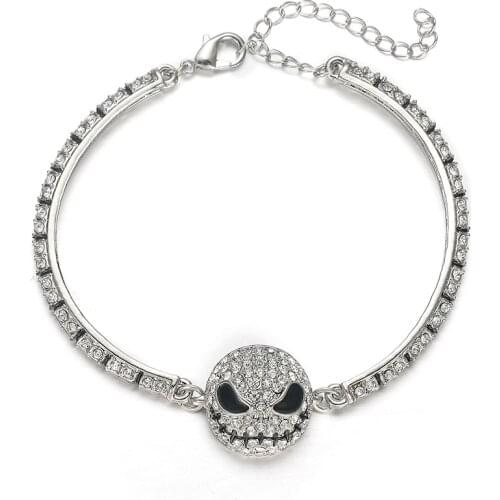 Harong Nightmare Before Christmas Bracelets Classic Jewelry Beautiful Black Enamel Crystal Simple Charm Bracelets Women Gift