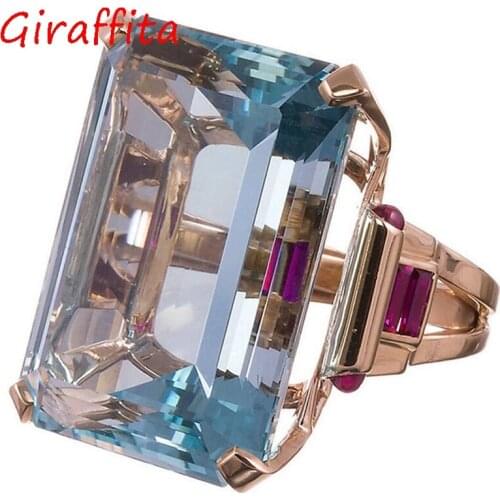 Big Blue CZ Cubic Zircon Stone Rose Gold Color Rings For Women Fashion Jewelry Valentines Day Gift Fashion Ring