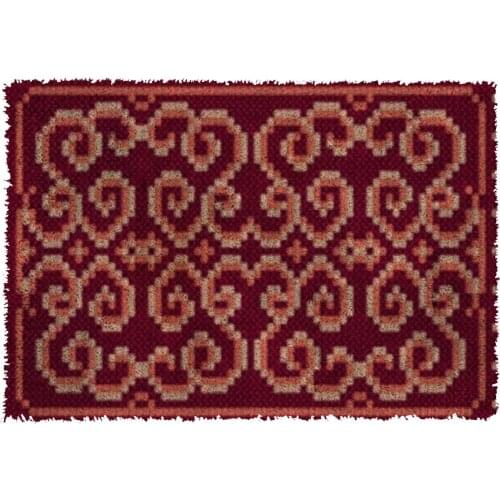 Latch Hook Rug Red lattice Type H Plush Tapestry Kits Crochet Cushion Mat DIY Carpet Rug Home Decor Thick Yarn 61cmX85cm