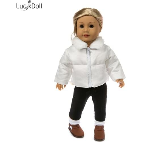Luckdoll Fashion Pure White Collar Jacket for 18-Inch American Dolls, Childrens Best Doll Clothes