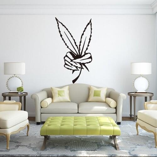 Cartoon Leaves Victory Wall Sticker Baby Nursery Kids Room Large Leaves Weed Tree Wall Decal Kitchen Dinning Room Vinyl Decor