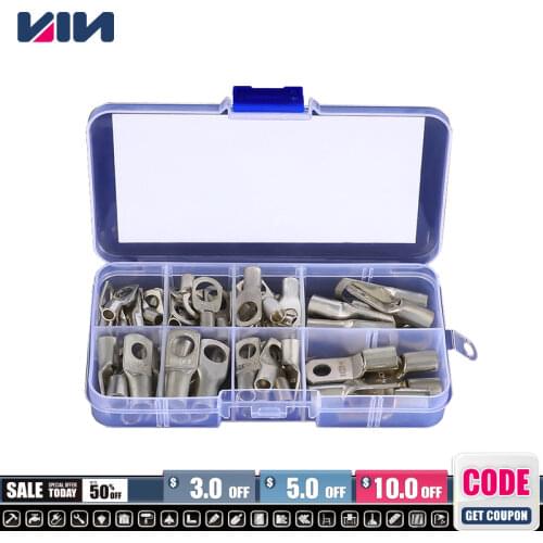 60pcs SC Bare Terminals Kit Set Lug Tinned Copper Tube Lug Ring Seal Battery Wire Connectors Bare Cable Crimped Soldered Tool