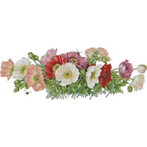 Horizontal poppy patterns counted 11CT 14CT 18CT DIY Cross Stitch Sets wholesale Cross-stitch Kit Embroidery Needlework