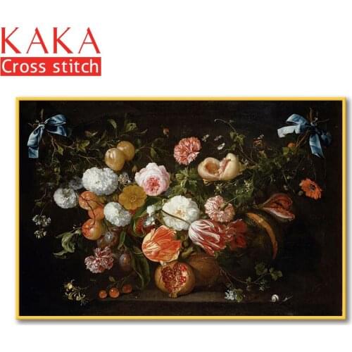 Cross stitch kits,Embroidery needlework sets with printed pattern,11CT-canvas for Home Decor Painting,Flowers Full NCKF319