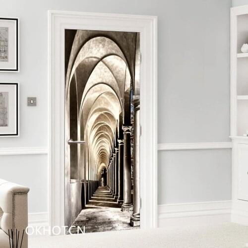 Church Walkway Door Wallpaper Home Decor Self-adhesive Modern Waterproof Removable Poster Stickers on the Doors Wall Decal