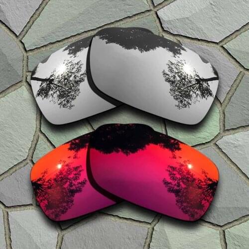 Chrome&Violet Red Sunglasses Polarized Replacement Lenses for Oakley Crankcase