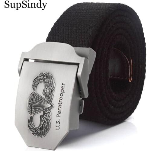SupSindy New Men&Women Military Canvas belt luxury US paratrooper Metal buckle jeans belt Army tactical belts for Men strap male
