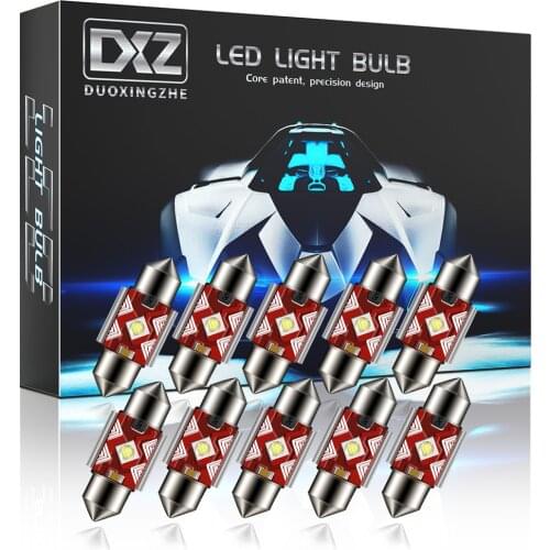 DXZ 10Pcs C5W C10W LED Bulbs Canbus Festoon-31MM 3535 NO ERROR Car Interior Dome Map Light Reading Lights 12V 3W Universal