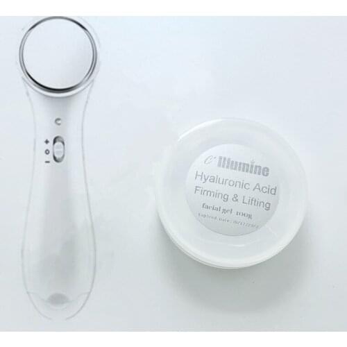 Ultrasonic Cleanser Massager+100g Hyaluronic Acid Face Gel Skin Firming Treatment Home Use