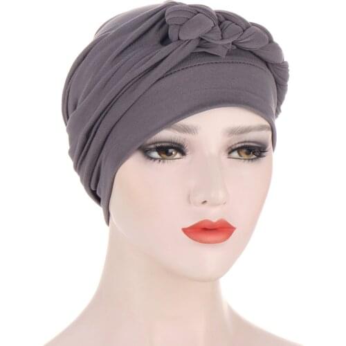 Spring 2021 new styles, braid, multicolor soft turban hats, Muslim chemotherapy hats, ladies fashion turbans, cotton turban hats