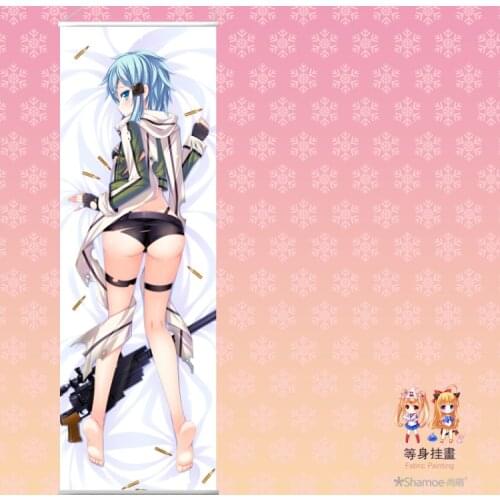 Japanese Anime Cartoon Sword Art Online Peach Skin Velvet Rectangle Flat Wall Scroll Painting Poster Print 150*50cm