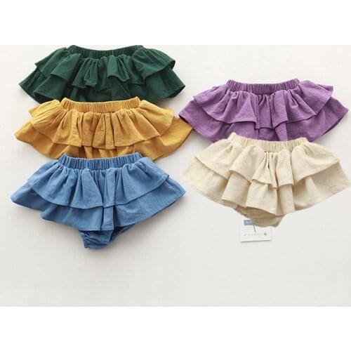 Double Layers Tutu Skirt for Girls Clothes Summer Vintage Linen Cotton Kids Pettiskirt for Toddler Girls Clothing Cake Skirt