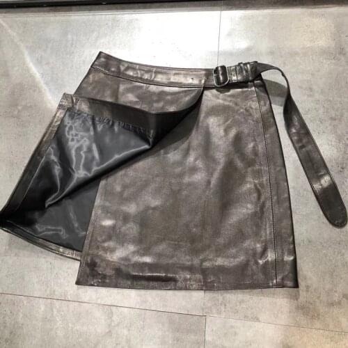 Genuine Leather Skirt Ladies' Real Lambskin Skirt