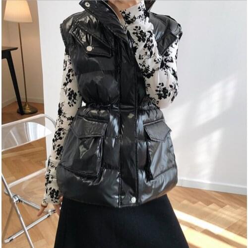 2021Winter Womens Long Down Vest Warm Gilet Coat Top Female Collect waist Duck down Waistcoat Sleeveless Thick Windproof Outwea