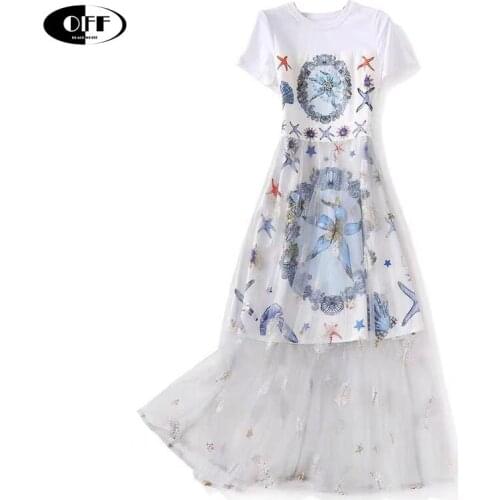 Fashion Dress Summer Womens Short Sleeve Vintage Patchwork Mesh Embroidered sequins elegant beach party evening midi dresses ZA