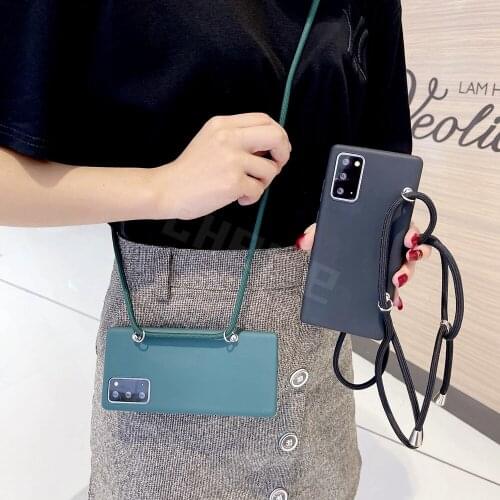 Liquid Silicone TPU Case For OPPO A52 A72 A92 A91 A9 A5 2020 F19 F17 F11 F9 R17 RX17 Pro A7 Case Necklace Neck Rope Cover Funda