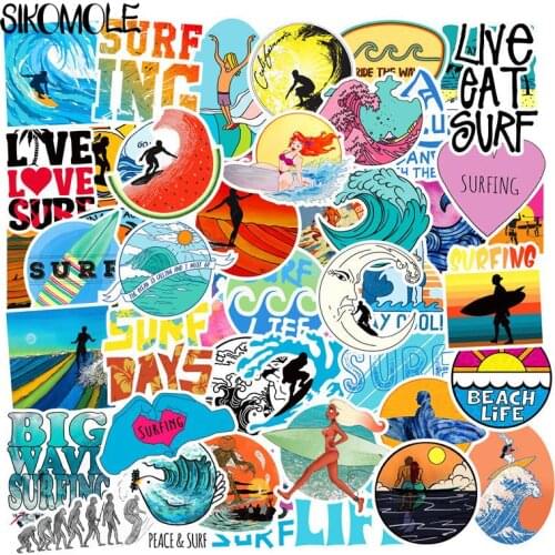 50PCS Outdoor Adventure Summer Surf Beach Stickers For Car Styling Motorcycle Phone Laptop Travel Luggage DIY TOY Sticker F4