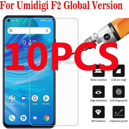 10pcs For UMIDIGI F2 Tempered Glass Protective Film 9H Front Guard Saver LCD Screen Protector On For UMIDIGI F2 Global Version
