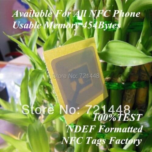 100pcs TOPAZ512 NFC tag for all NFC mobile phone Usable Memory 454 bytes NFC Forum Type 1 tag 35*35mm NFC sticker NDEF formatted