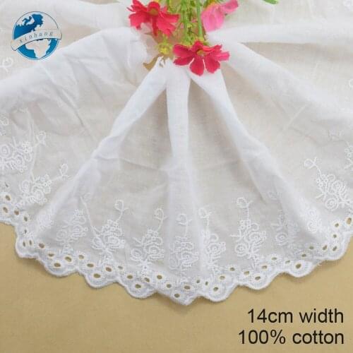 14cm white lace Cotton embroid lace sewing ribbon guipure trims or fabric warp knitting DIY Garment Accessories#3658