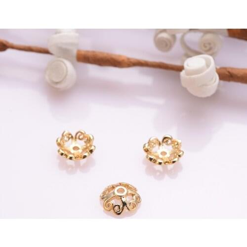 20pcs/Lot Flower Bead Cap 18k Real Gold Plated Earring Jackets Jewelry Making Bulk Spacer Bead For Diy Bracelet Necklace Earring