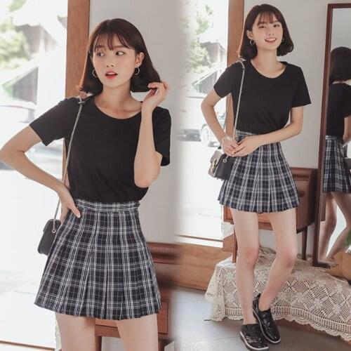 2020 Plaid Mini Skirts for Women Fashion Summer Bottom High Waist Pleated Skirts Ladies Sport Training Skirt with Inner